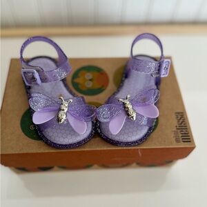 Mini Melissa Mar Sandal- Lilac Glitter (Baby/Toddler). Size 5